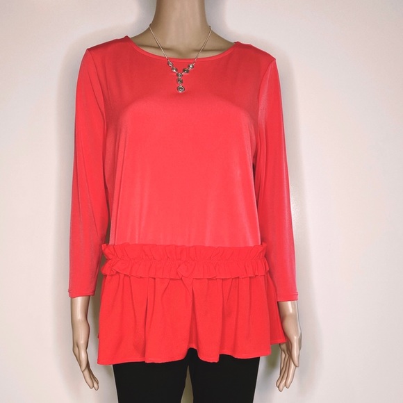 Ivanka Trump Tops - Ivanka Trump top in two-tone orange with ruffle